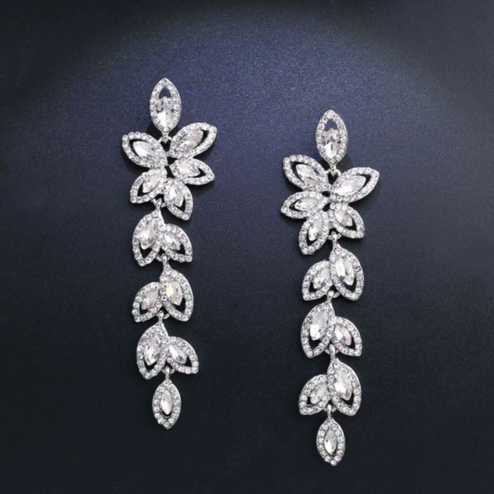 NEW Marquise Cut Crystal & Faux CZ Earrings